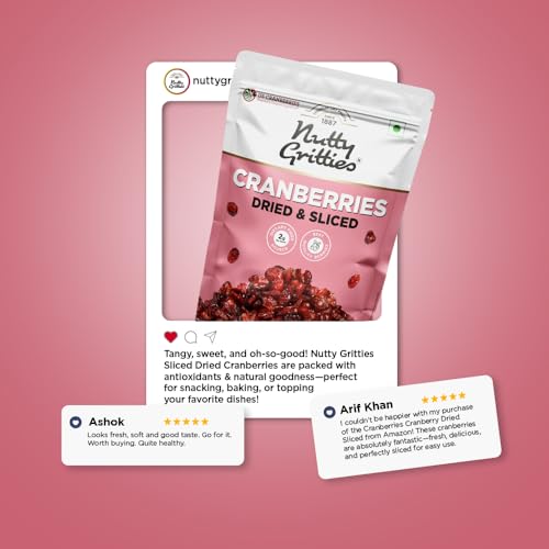 Image of Nutty Gritties Dried US Cranberries 200g | Cranberry, Healthy Snack for kids and adults | Resealable Pouch