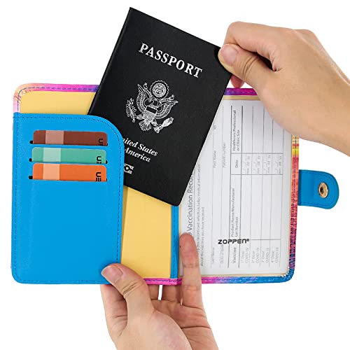 Zoppen Passport And Vaccine Card Holder Combo, Passport Holder With Vaccine Card Slot, Passport Wallet Cover Case Travel Document Organizer，Rfid Blocking Travel Wallet Womens And Men, Pink Sea #TOP2