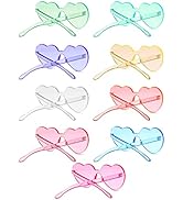 Heart Glasses 9 Pieces, Rimless Heart Shaped Sunglasses, Candy Color Heart Shaped Glasses, Party ...