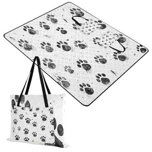 FLildon Dog Paw Prints Picnic Blankets - Extra Large Waterproof