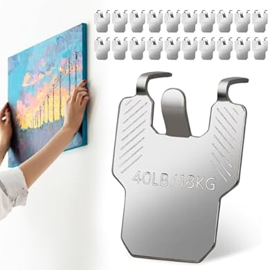 Foto di Kit di 20 ganci da parete resistenti per appendere specchi, foto, poster, decorazione per camera e ufficio, fino a 18 kg