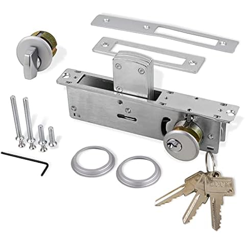 Storefront Tür-Einsteckschloss-Haken-Riegel, Doppelzylinderhaken, Riegelschloss-Set für Schaufenster-Eingangstüren Cover
