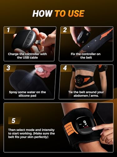 Kit de electroestimulador EMS de 5 piezas, dispositivo recargable para tonificación de abdomen, brazos y piernas, mejora la fuerza del core, recuperación post-entrenamiento y modelado corporal para hombres y mujeres miniatura 3