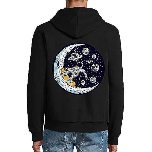 Astronaut Skateboarding On The Moon - Sudadera con capucha (mezcla de algodón, con cremallera), color negro