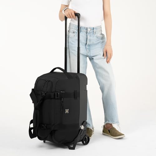 Sherpani Ciel, 22 Inch Rolling Duffel Bag With Wheels, Lightweight 2 Wheel Travel Luggage, 52L Duffle Suitcase for Women, Travel Gift (Black)4