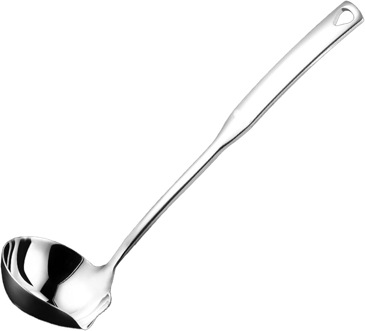 Cucharón de sopa de cocina plateado de 30 cm/11,8 pulgadas de acero inoxidable 304 con pico vertedor, juego de utensilios de cocina, cucharón de metal para sopas, servir, guisos (plateado)