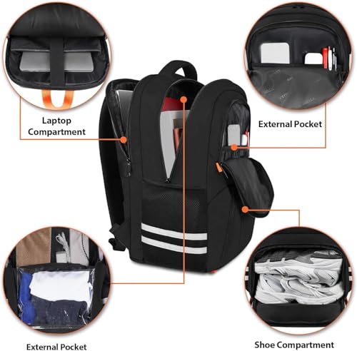 Image of Ytonet Gym Backpack for Men Women, Travel Sports Bag with Shoe Compartment | Large Workout Laptop Backpack Water Resistant Fits 15.6-Inch Laptop for College Camping Black