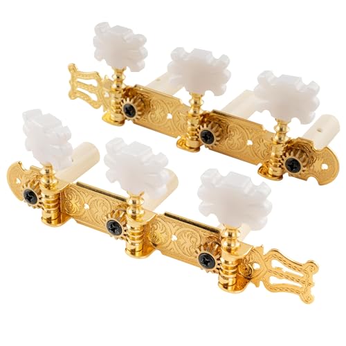Musiclily Pro 3+3 Lyra Classical Guitar String Tuning Pegs Keys Guitar tuners Machines Heads Set for Classical Guitar, Gold