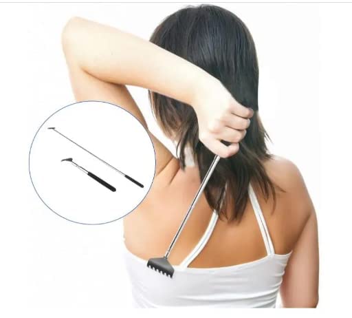 Woogor Small Adjustable Portable Extendable Back Scratcher Massage Stick Metal Stainless Steel Telescoping Itching Stick Tool (1 Pcs Multi Color) - Image 2 thumbnail