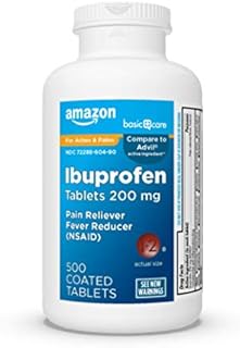 Amazon Basic Care Ibuprofen Tablets, Fever Reducer and Pain Relief from Body Aches, Headache, Arthritis Pain and More, 500 Count