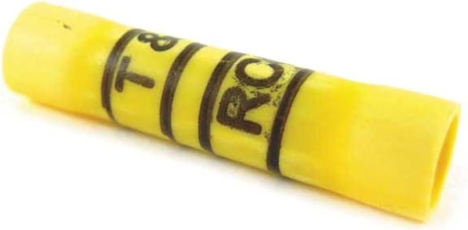 Stakon 2RC10X Butt Splice Connector, Expanded Vinyl Insulated, 0.31-Inch Diameter by 1.31-Inch Length, Yellow, 50-Pack