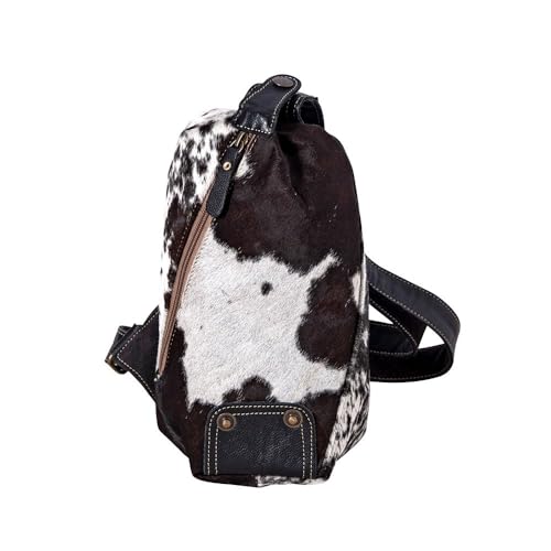 Image of Myra Bag Sling Bag for Women - Western Upcycled Canvas Hairon Leather Crossbody - Black & White