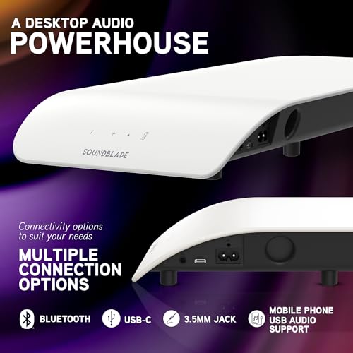 BlueAnt Soundblade Under-Monitor Soundbar, 120W 2.1 Channel Desktop Speaker with USB-C & Bluetooth 5.3 for PC, Mac, Gaming, Music and Streaming, White - Image 6