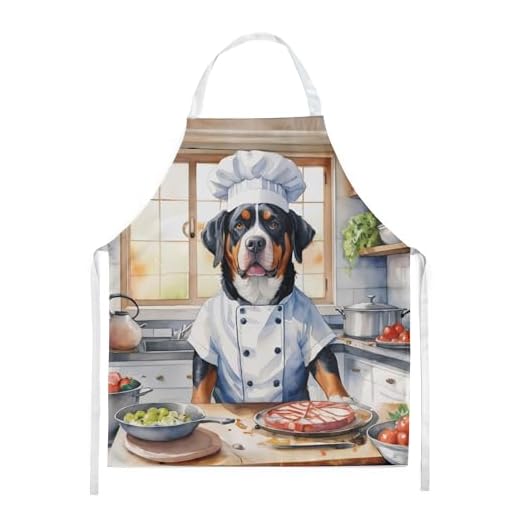 Caroline's Treasures Greater Swiss Mountain Dog The Chef Apron Cooking Kitchen Server Baking Crafts Gardening for Adult Women Men, Unisex, Large, Multicolor