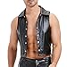 Mens PU Leather Vest Muscle Fit Wet Look Tank Top Sleevelss Shirt Clubwear Activewear