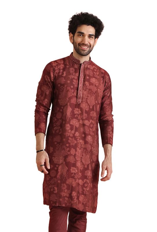 kisah Men's Cotton Blend Printed Kurta | Wedding Festive Ethnic Wear | Mandarin Collar-picture-30