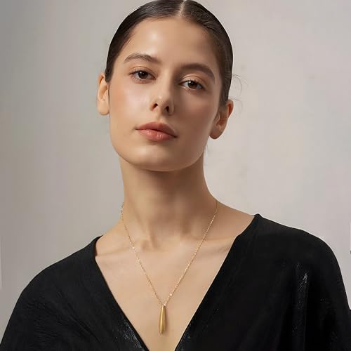 FAMARINE Gold Silver Pendant Necklace Women Dainty Cute Jewelry Long Tear Simple Necklaces3