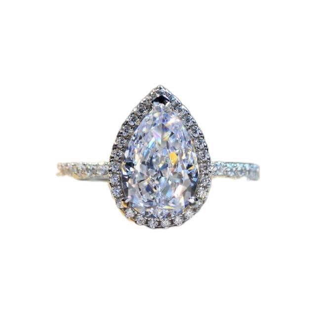 Anelli di Nozze in Argento Sterling S925 con zircone Grande Goccia d'Acqua di Lusso Aaaaa + Set per Gioielli di Fidanzamento con cz per Le Donne
