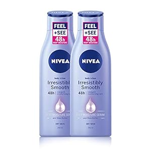 NIVEA Irresistibly Smooth Skin Lotion Pack of 2 (2 x 250ml), Moisturiser with Shea Butter, Intensive Moisturising Cream, Extra Rich Hydrating Body Lotion