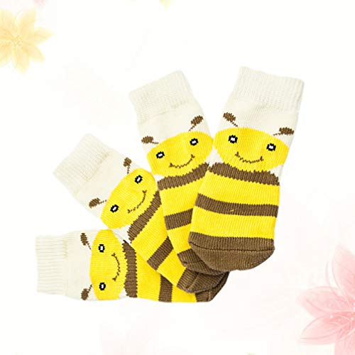 Roupas para cachorros-4pcs adoráveis ??meias listradas amarelas meias de algodão antiderrapante para