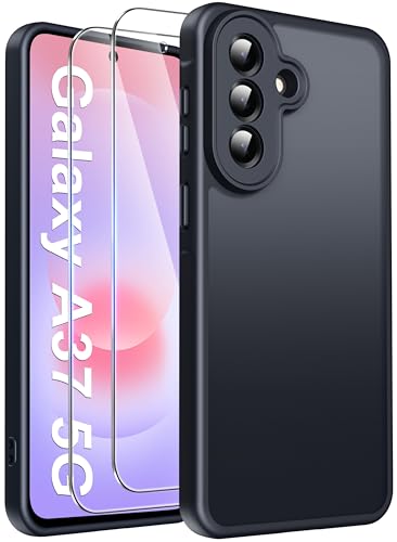 FLLAO Matt Handyhülle für Samsung Galaxy Hülle und 2 Schutzfolie, mit Kameraschutz [Militärnorm Schutz] urchscheinende PC Rückseite TPU Bumper Hülle für Samsung Galaxy