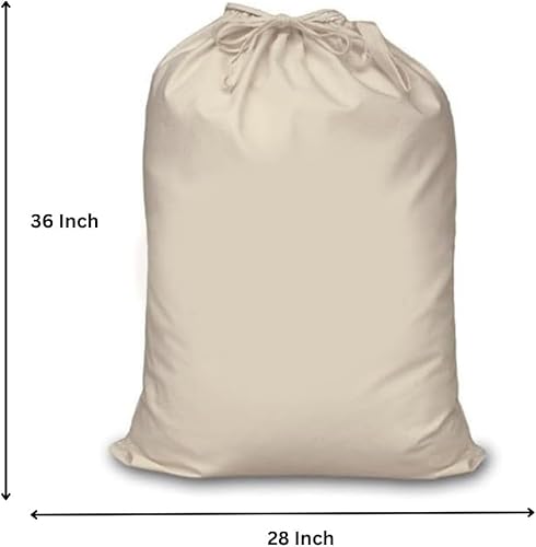 Miniatura 2 de Mayatra - Bolsa de lavandería de algodón para ropa  Organizador de viaje  Bolsa ecológica de algodón 100% puro con cordón  Tamaño grande  Bolsa de