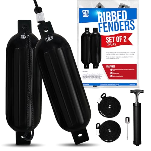 2 Pack Inflatable Boat Fenders with Lines & Pump