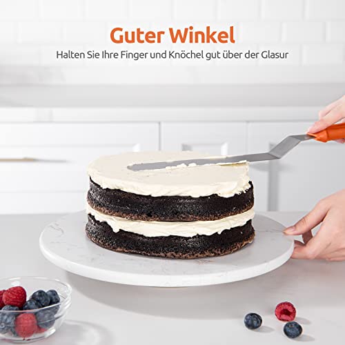 U-Taste Icing Spatula Set of 3: 18/0 Stainless Steel Cake Palette Knife, Angled Offset Spatula for Baking Cake Decorating Frosting, 15/20/25cm Metal Blade with 12cm PP Plastic Handle (Orange) - 4