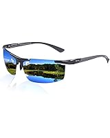 DUCO Men's Sports Carbon Fiber Temple Polarized Sunglasses 100% UV Protection Sunglasses for Men 8207 (Blue)