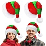Cleacloud 2 Pack Christmas Elf Hat, Long Red And Green Striped Elf Hat for Christmas Party Cosplay Costume Accessories