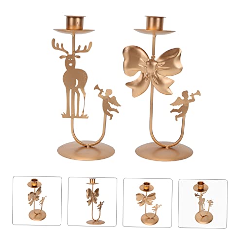 Garvalon 2Pcs Candlestick Candle Decor Metal Candle Holder Candle Sconces Xmas Candle Holders Metal Candlestick Christmas Tealight Holder Candleholder Adornment Candle Stand Candle Stick #TOP5