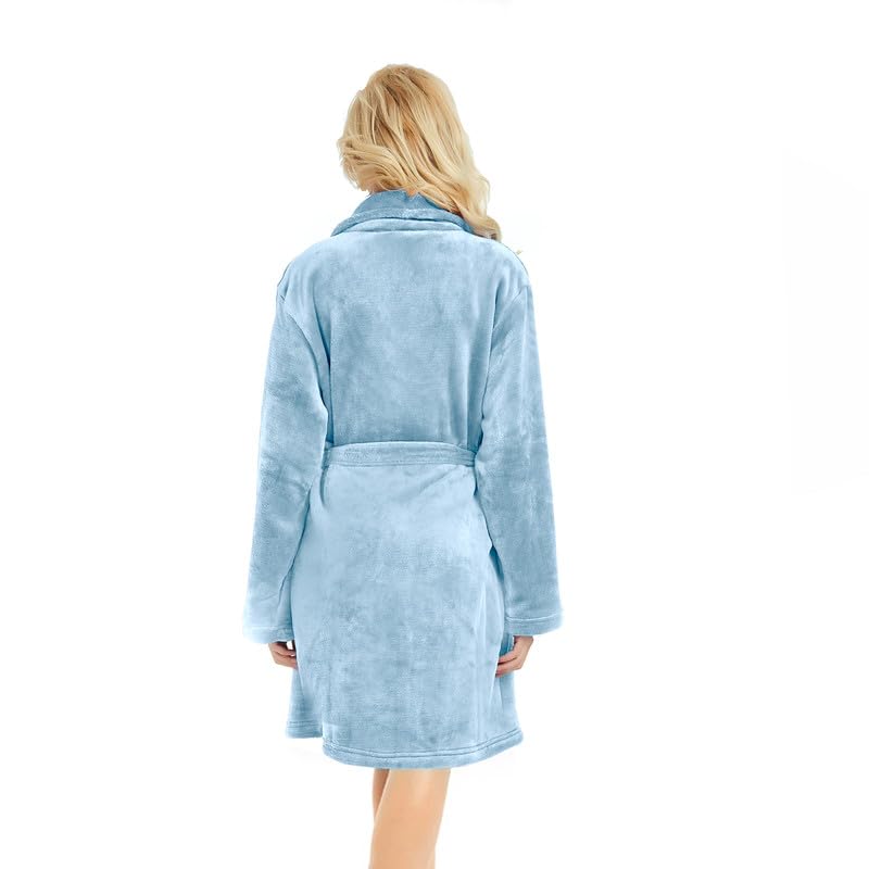 Image of U2SKIIN Women Fleece Robe, Short Cozy Plush Robes for Womens Soft Shawl Collar Warm Spa Bathrobe