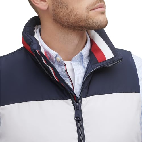 Tommy Hilfiger Herren Quilted Stand Collar Vest Weste mit gestepptem Stehkragen, Midnight/Ice/Red, XXL – Ansicht 4