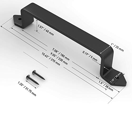 Image of 10 Inch Diamond Straight Barn Door Handle - Black Cast Iron Pull for Sliding Doors, Gates, Sheds, Fences, Closets - Indoor Outdoor Farmhouse Hardware
