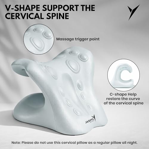 Image of jaspo Cervical Pillow for Cervical Traction Device Neck & Shoulder Relaxer for Cervical Pain Relief | Spine Alignment Chiropractic Pillow | Neck Stretcher for Posture Correction & Stress Relief