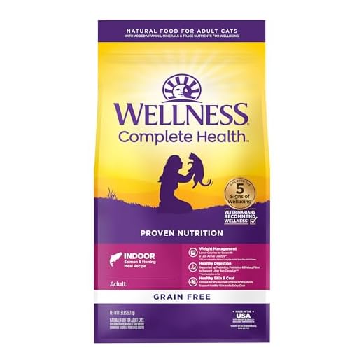 Wellness Complete Health Natural Grain Free Salmon & Herring Indoor Dry Cat Food, 11.5 Pound Bag