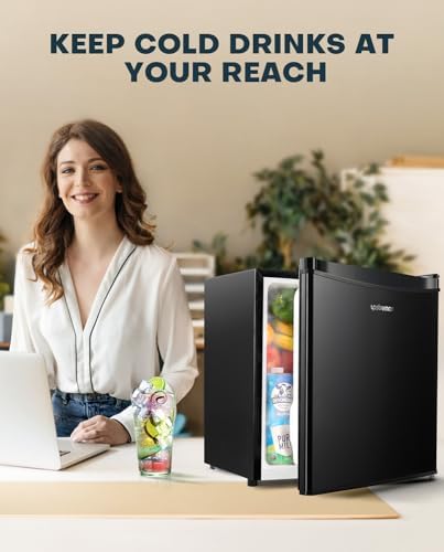 Upstreman 1.7 Cu.ft Mini Fridge with Freezer, Black-FR17 - 1