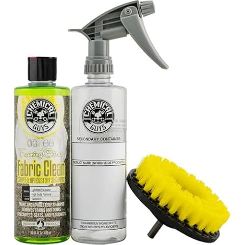 Chemical Guys CWS203 - HOL315 Foaming Citrus Fabric Clean, Easy-to-Use Drill Brush Carpet & Upholstery Fabric Cleaning Kit (Car Carpets, Seats & Floor Mats), 16 fl oz, Citrus Scent Cover