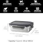 Starfrit LocknLock STEEL - Stainless Steel Container - 20oz/600ml - Airtight & Leakproof - 4-Sided Locking Lid