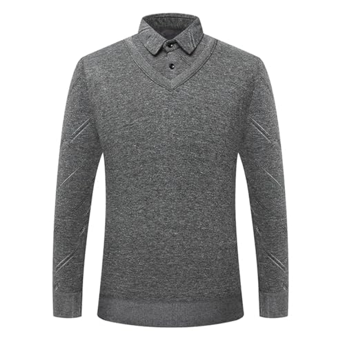 Disimlarl Men's Fake Two Pieces Sweaters Long Sleeve Button Pullover Printing Formal Business Jumper3