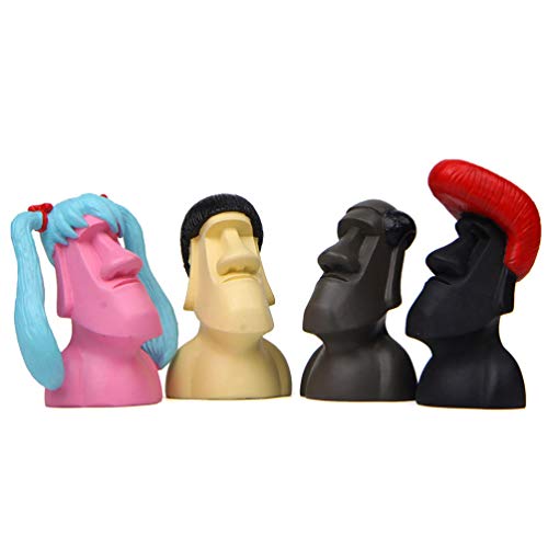 Yardwe 1Pc Mini Hairdressing Colossus Figurines Resin Human Head Sculpture Moai Heads Statue Desktop Micro Landscape Ornament For Home Office (Pink, Long Hair Maiden Style) #TOP7