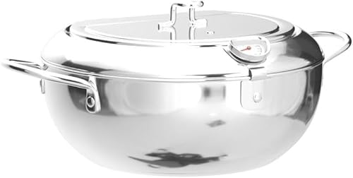 Miniatura 4 de Kerilyn Deep Fryer Pot, 9.4 Inch/3.4 L Janpanese Style Tempura Frying Pot with Lid, 304 Stainless Steel with Temperature Control and Oil Drip