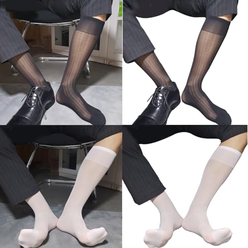 Mens Sheer Business Dress Socks Long Over The Calf Dress or Work Socks Nylon Dress Socks Dress Socks Gifts,Nylon2