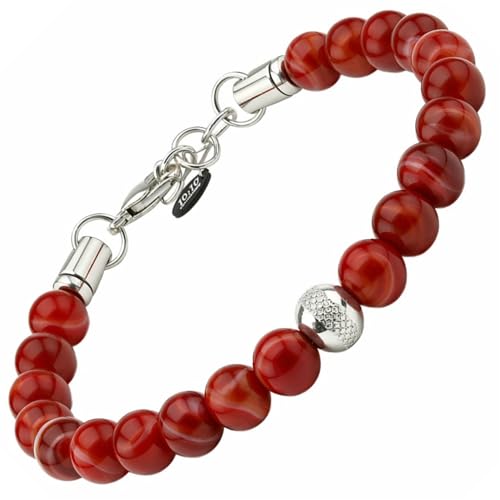 Bracelet homme pierres naturelles 8 mm ajustable - Bijou en perles fabriqué en Italie