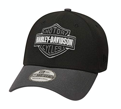Harley-Davidson Men's Embroidered Logo Contrast 39Thirty Cap, Black (Medium)