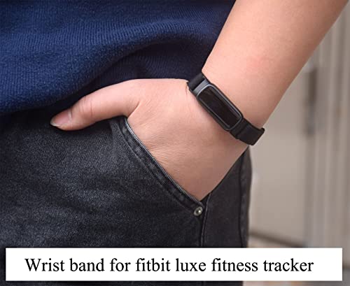 調節可能な伸縮性リストバンド/足首バンド Fitbit Luxe Fitness Tracker対応 ストレッチバンド 男女兼用 ブラック M