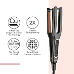 Revlon RVST2204F Copper Ceramic Hair Straightener, Advanced Copper Ceramic Technology, Flat Iron, 435°F (225°C) Professional High Heat, Dual Plate Straightener, 10 LED Heat Settings, Black