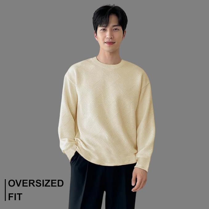Image of GRECIILOOKS Men's Polycotton Regular Fit Solid Plain Casual T Shirt Stylish | Oversized Fit Full Sleeve T Shirt (Available in Plus Size)