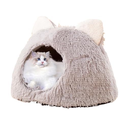 MacilKurtlar 豪華な猫の洞窟ベッド、子犬用のスリーピングネストベッド - キャットハウスベッドペットの子犬の巣箱の洞窟の家,快適なペットの睡眠の巣かわいい屋内猫ベッド猫、犬、子猫、子犬用