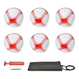 Amazon Basics Durable PVC Soccer Ball with Pump for Training and Practice, Indoor Outdoor Use, White and Red, Size 3, 6 Pack